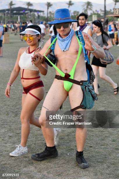 Festivalgoers during day 3 of the 2017 Coachella Valley Music & Arts Festival at the Empire Polo Club on April 23, 2017 in Indio, California.