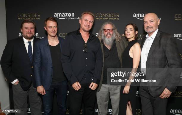 Actors Michael Chernus, Michael Dorman, cinematographer Jimmy Whitaker, actors Mark Boone Junior, Kathleen Munroe and Terry O'Quinn attend Amazon...