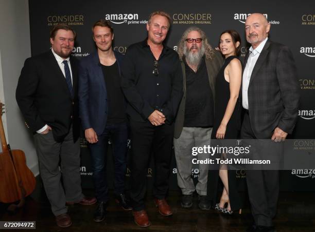 Actors Michael Chernus, Michael Dorman, cinematographer Jimmy Whitaker, actors Mark Boone Junior, Kathleen Munroe and Terry O'Quinn attend Amazon...