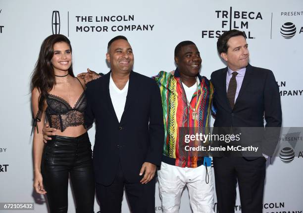 Actors Sara Sampaio, Russell Peters, Tracy Morgan and producer Ed Helms attend "The Clapper" Premiere during the 2017 Tribeca Film Festival at SVA...