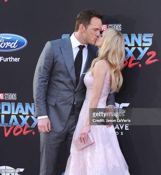 Actor Chris Pratt and actress Anna Faris attend the premiere of "Guardians of the Galaxy Vol. 2" at Dolby Theatre on April 19, 2017 in Hollywood,...