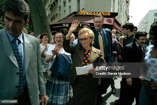 French politician Bernadette Chirac, wife of President Jacques Chirac, during a walk-about in Paris while campaigning for the re-election of her...