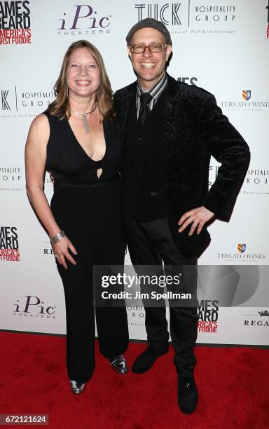 Co-producer Kathleen Squires and Adam Seger attend the "James Beard: America's First Foodie" NYC premiere at iPic Fulton Market on April 23, 2017 in...