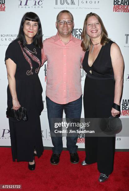 Director Beth Federici, chef Ben Pollinger and Co-producer Kathleen Squires attend the "James Beard: America's First Foodie" NYC premiere at iPic...
