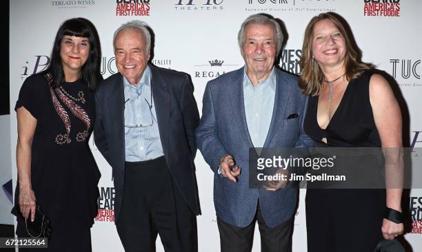 Director Beth Federici, chef Andre Soltner, chef Jacques Pepin and producer Kathleen Squires attend the "James Beard: America's First Foodie" NYC...