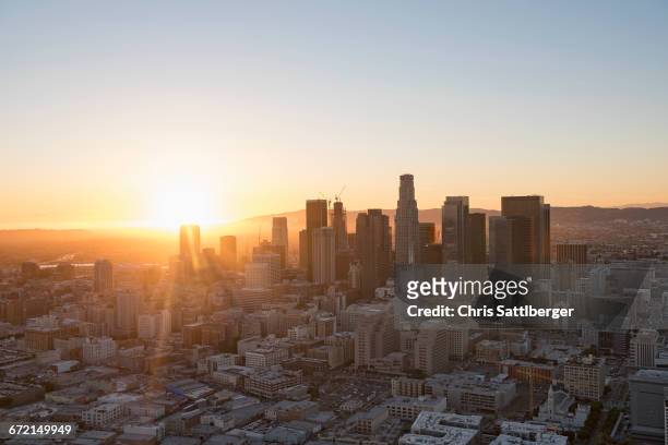 aerial view of los angeles cityscape, california, united states - day of the dead in los angeles stockfoto's en -beelden