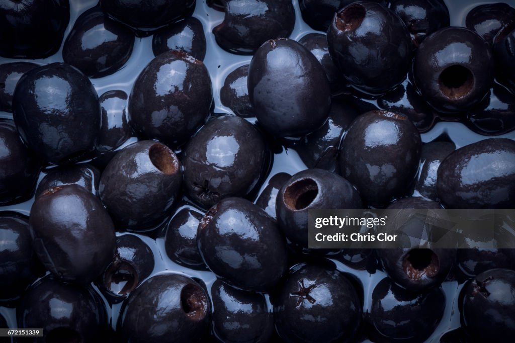 Black olives in liquid