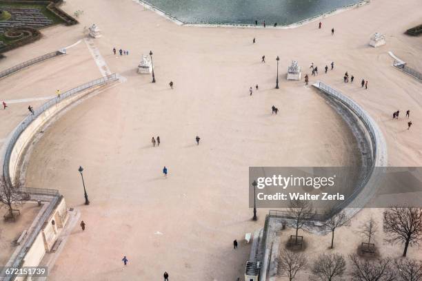 aerial view of tourists at park - フランス　公園 ストックフォトと画像