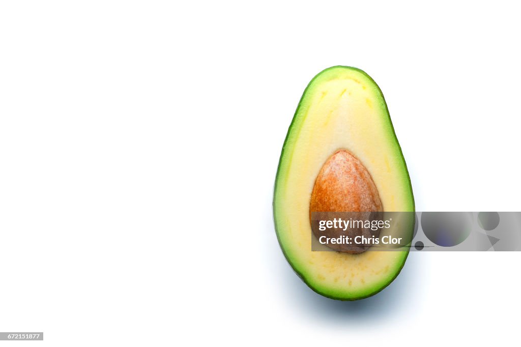 Pit in sliced avocado