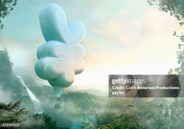 ilustraciones, imágenes clip art, dibujos animados e iconos de stock de mixed race man floating in yuan hot air balloon - 35 39 años