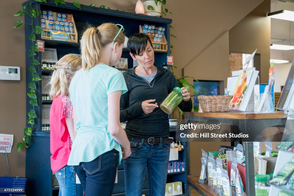 Customers browsing in nutrition store