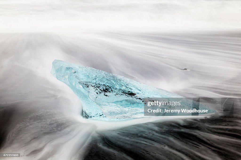 Calved ice on beach