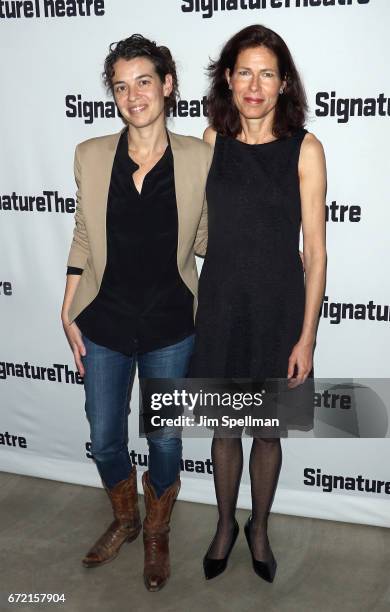 Artistic director of the Signature Theatre Paige Evans and guest attend the "The Antipodes" opening night party at Signature Theatre Company's...