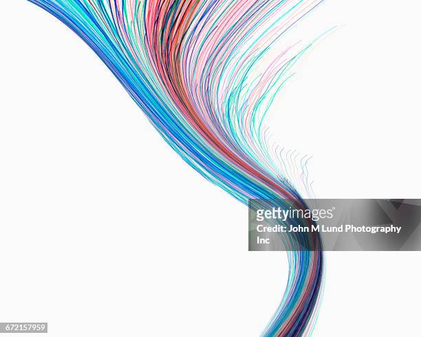 ilustrações de stock, clip art, desenhos animados e ícones de multicolor curving lines flowing on white background - fluxo de dados