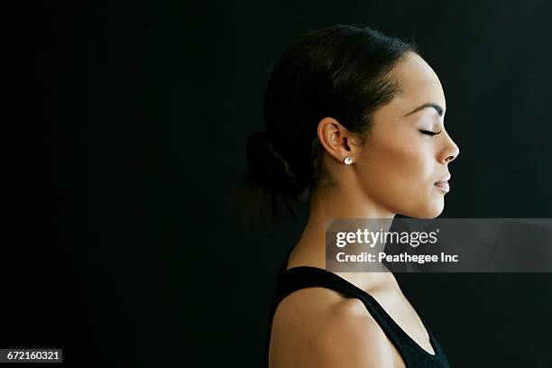 profile of mixed race woman with eyes closed - beautiful woman with eyes closed stock pictures, royalty-free photos & images