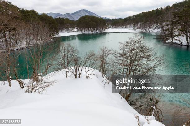 ura-bandai winter scenery - 深い雪 stock-fotos und bilder