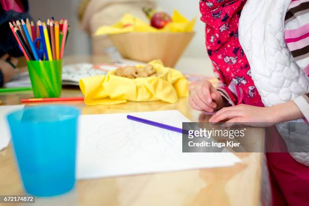 Berlin, Germany Children are drawing in a social Pop-up-Store on April 20, 2017 in Berlin, Germany. Founder of this project is the association...