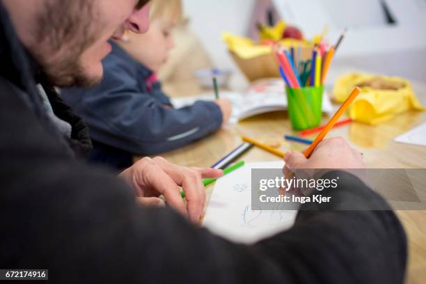 Berlin, Germany Children are drawing in a social Pop-up-Store on April 20, 2017 in Berlin, Germany. Founder of this project is the association...