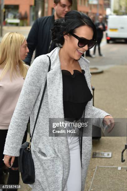 Stephanie Davis seen at the ITV Studios on April 24, 2017 in London, England.