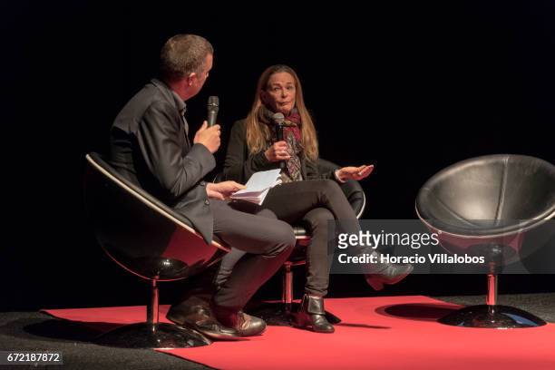 Photojournalist Paula Bronstein, Daily Life, first prize singles winner with 'The Silent Victims of a Forgotten War' is interviewed onstage after her...