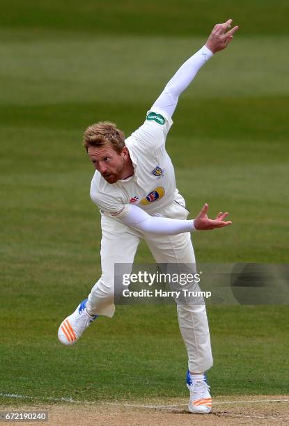 Paul Collingwood of Durham bowls during the Specsavers County Championship Division Two match between Gloucestershire and Durham at The Brightside...