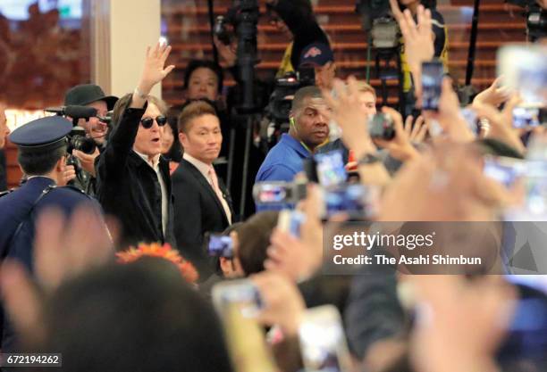 Paul McCartney is seen upon arrival at Haneda Airport on April 23, 2017 in Tokyo, Japan.