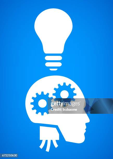 robot profile gears light bulb conceptual vector illustration - human face wire stock illustrations