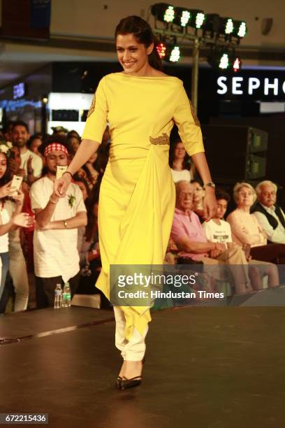Vidudhi Mehra walks the runway for the Vintage Affaire 3 Fashion Show at Select Citywalk on April 21, 2017 in New Delhi, India.
