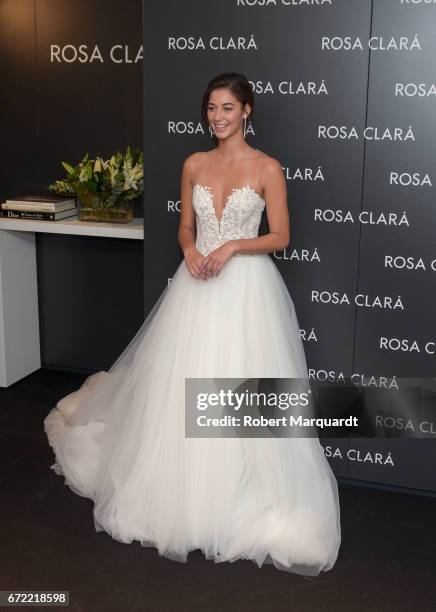 Mariana Downing attends a bridal fitting at the Rosa Clara Bridal studio on April 24, 2017 in Barcelona, Spain.