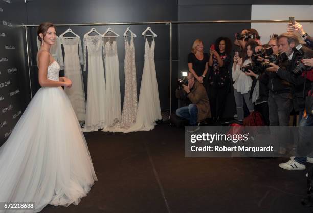 Mariana Downing attends a bridal fitting at the Rosa Clara Bridal studio on April 24, 2017 in Barcelona, Spain.