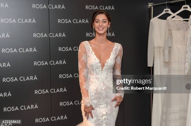 Mariana Downing attends a bridal fitting at the Rosa Clara Bridal studio on April 24, 2017 in Barcelona, Spain.