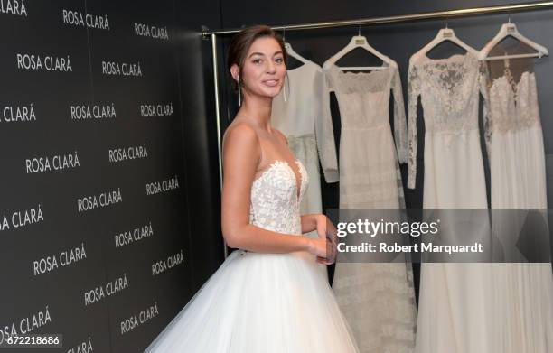 Mariana Downing attends a bridal fitting at the Rosa Clara Bridal studio on April 24, 2017 in Barcelona, Spain.