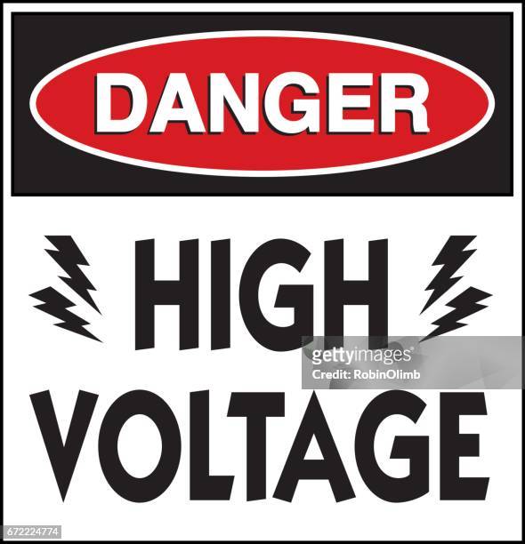 high voltage danger sign - osha placard stock illustrations