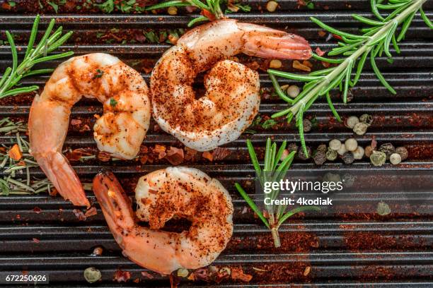 shrimp with spices - cayenne powder stock pictures, royalty-free photos & images