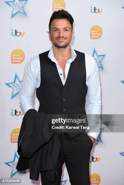 Peter Andre attends the Good Morning Britain Health Star Awards at the Rosewood Hotel on April 24, 2017 in London, United Kingdom.