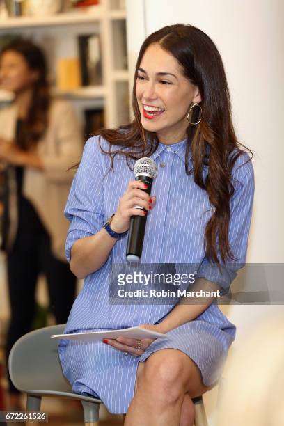 Co-founder of The Wing Audrey Gelman speaks on a panel during a VIP screening of the Original Series "The Handmaid's Tale" presented by Hulu at The...