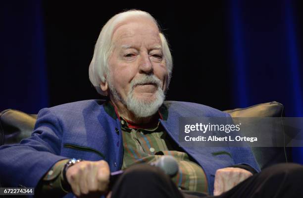 Actor Caroll Spinney on the 'Sesame Street' panel on day 3 of Silicon Valley Comic Con 2017 held at San Jose Convention Center on April 22, 2017 in...