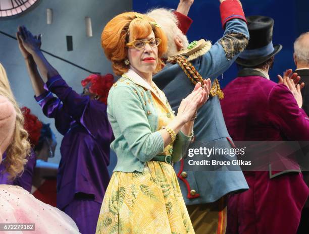 Jackie Hoffman takes her opening night curtain call for the new musical "Charlie and The Chocolate Factory" on Broadway at The Lunt-Fontanne Theatre...