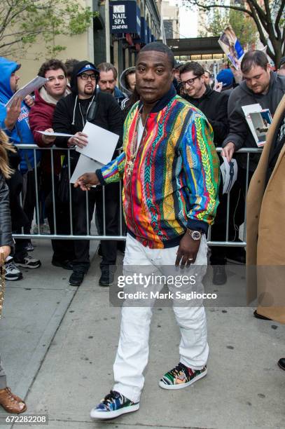 Actor/Comedian Tracy Morgan, wearing Coogi sweater, is sighted attending Chelsea attending the Tribeca Film Festival on April 23, 2017 in New York...