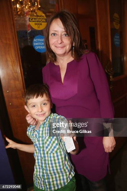 Rachel Dratch and son Eli Benjamin Wahl pose at the opening night of the new musical "Charlie and The Chocolate Factory" on Broadway at The...