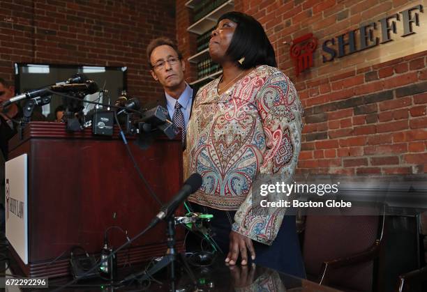 Following the death of Aaron Hernandez, Ursula Ward, mother of Odin Lloyd, whose murder Hernandez was convicted of in 2015, addresses the media with...