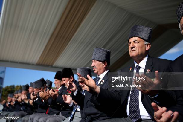 War veterans take part in the ceremony marking the 102nd anniversary of the Canakkale Land Battles, in Canakkale, Turkey on April 24, 2017.