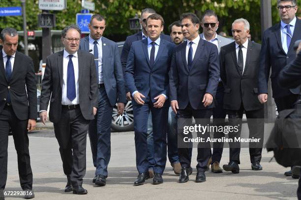 French Presidential Candidate Emmanuel Macron attends a commemoration of the 102nd anniversary of The Armenian Genocide on April 24, 2017 in Paris,...