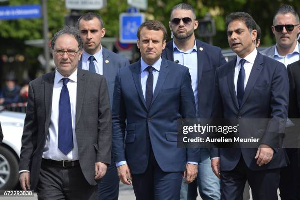 French Presidential Candidate Emmanuel Macron attends a commemoration of the 102nd anniversary of The Armenian Genocide on April 24, 2017 in Paris,...