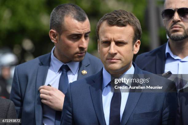 French Presidential Candidate Emmanuel Macron attends a commemoration of the 102nd anniversary of The Armenian Genocide on April 24, 2017 in Paris,...