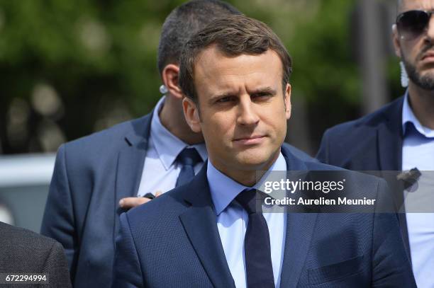 French Presidential Candidate Emmanuel Macron attends a commemoration of the 102nd anniversary of The Armenian Genocide on April 24, 2017 in Paris,...