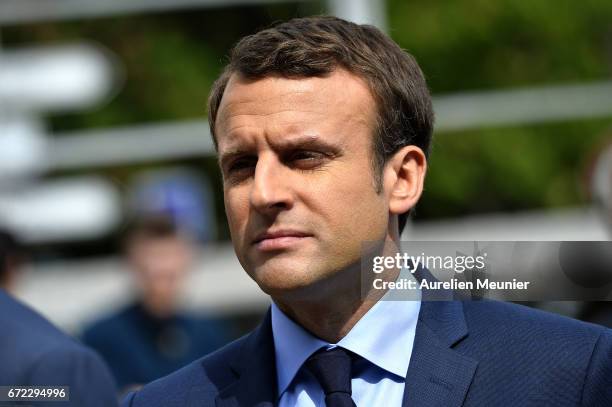 French Presidential Candidate Emmanuel Macron attends a commemoration of the 102nd anniversary of The Armenian Genocide on April 24, 2017 in Paris,...
