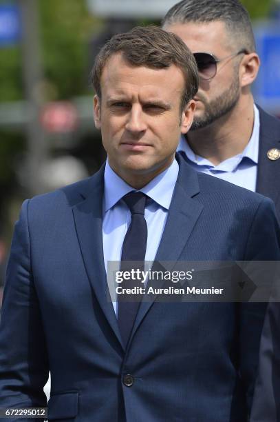 French Presidential Candidate Emmanuel Macron attends a commemoration of the 102nd anniversary of The Armenian Genocide on April 24, 2017 in Paris,...