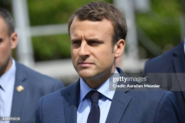 French Presidential Candidate Emmanuel Macron attends a commemoration of the 102nd anniversary of The Armenian Genocide on April 24, 2017 in Paris,...