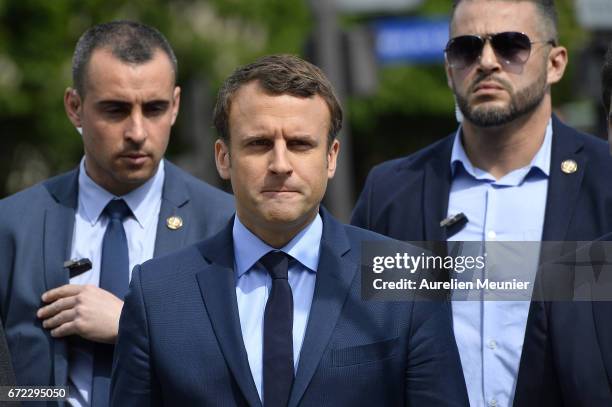 French Presidential Candidate Emmanuel Macron attends a commemoration of the 102nd anniversary of The Armenian Genocide on April 24, 2017 in Paris,...